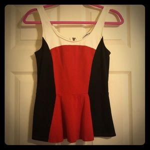 S Express Color Block Peplum Tank